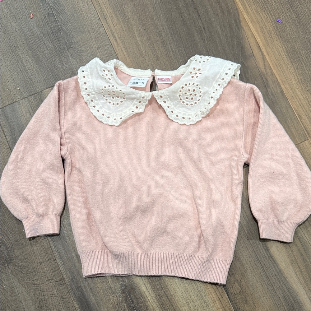 Zara Pink Peter Pan Collar Sweater